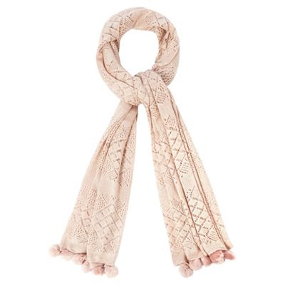 Pink crochet pom scarf